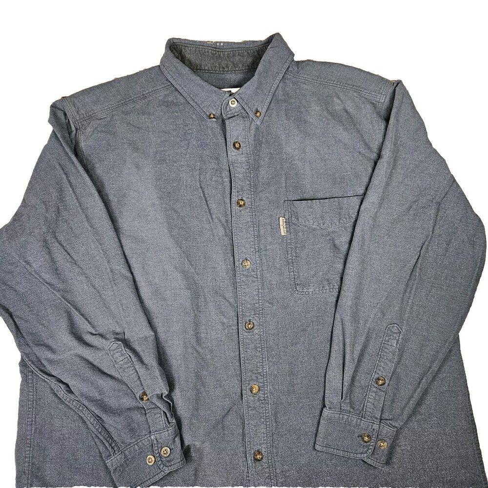 Woolrich Long Sleeve Shirt Men's Gray Cotton Outdoor Heavy Size XXL Distressed
